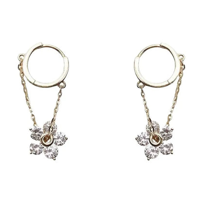 Sweet Flower Alloy Inlay Rhinestones Women'S Drop Earrings