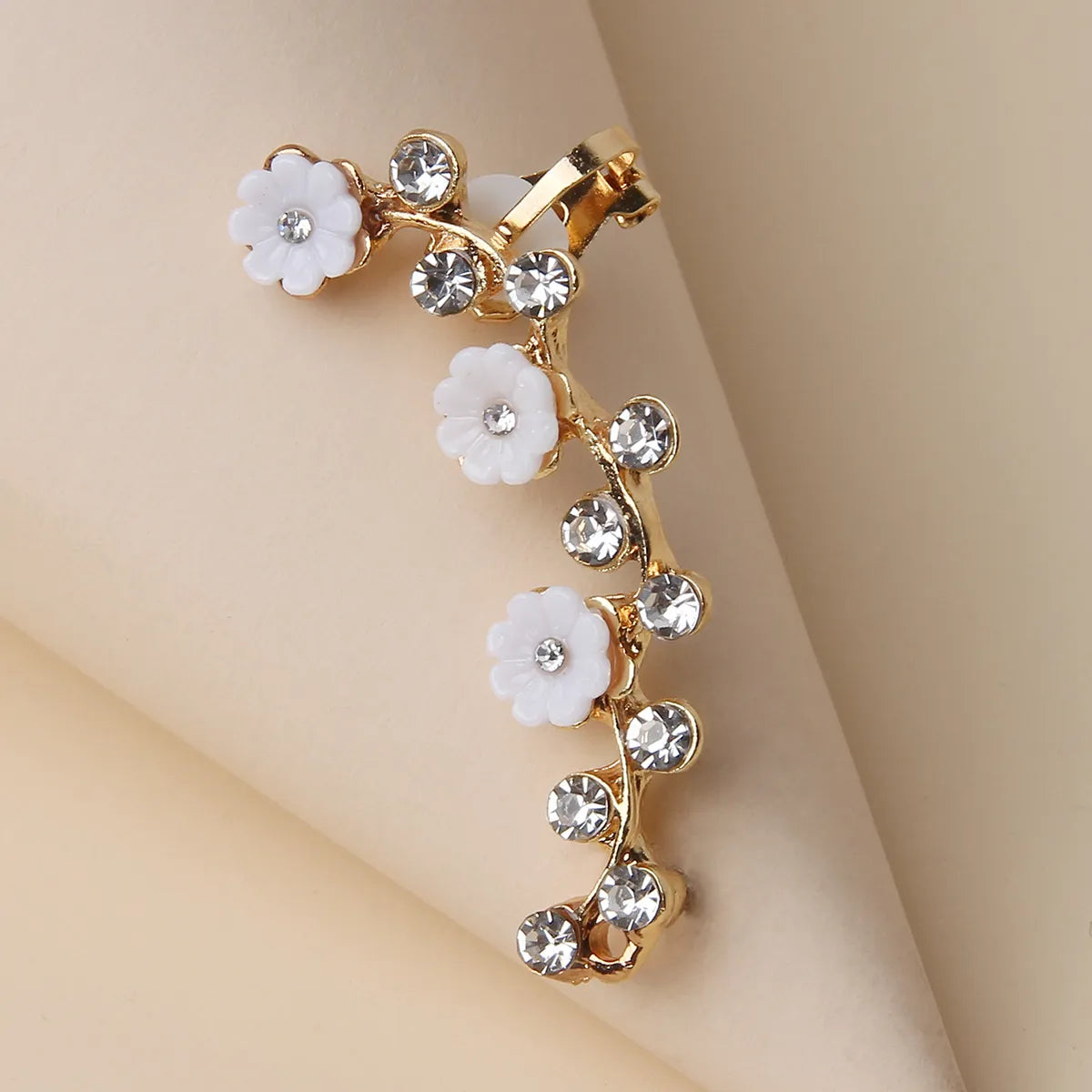 Sweet Flower Alloy Inlay Rhinestones Women'S Ear Clips