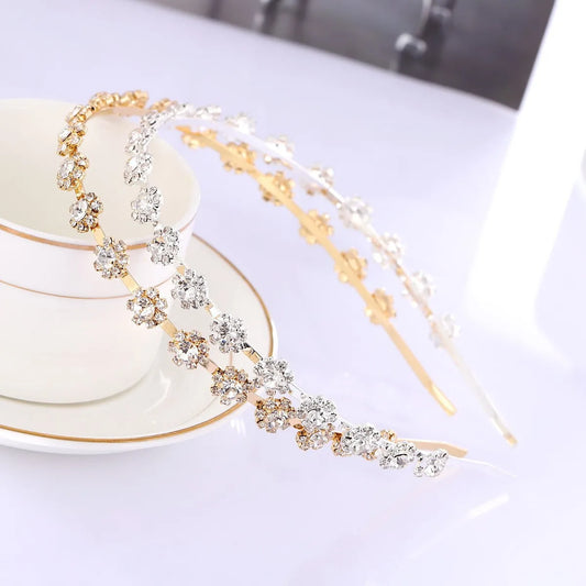 Sweet Flower Alloy Rhinestone Plating Hair Band