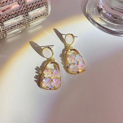 Sweet Flower Alloy Sequins Women's Drop Earrings