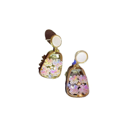 Sweet Flower Alloy Sequins Women's Drop Earrings