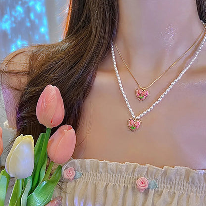 Sweet Flower Alloy Stoving Varnish Women's Pendant Necklace