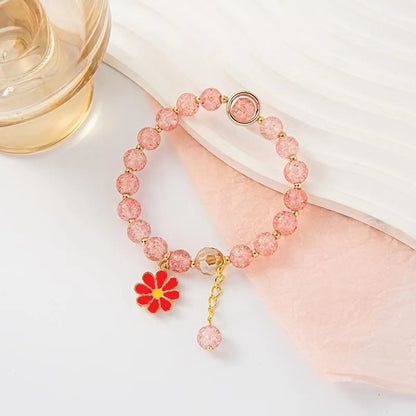 Sweet Flower Artificial Crystal Beaded Women'S Bracelets 1 Piece