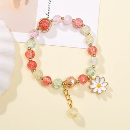 Sweet Flower Artificial Crystal Beaded Women'S Bracelets 1 Piece