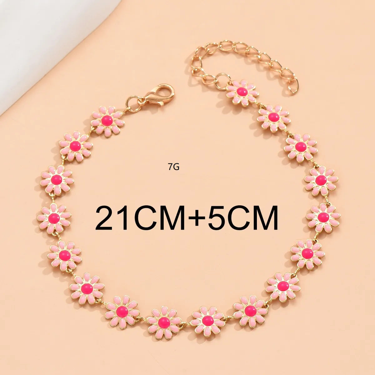 Sweet Flower Artificial Pearl Alloy Beaded Enamel Women'S Anklet