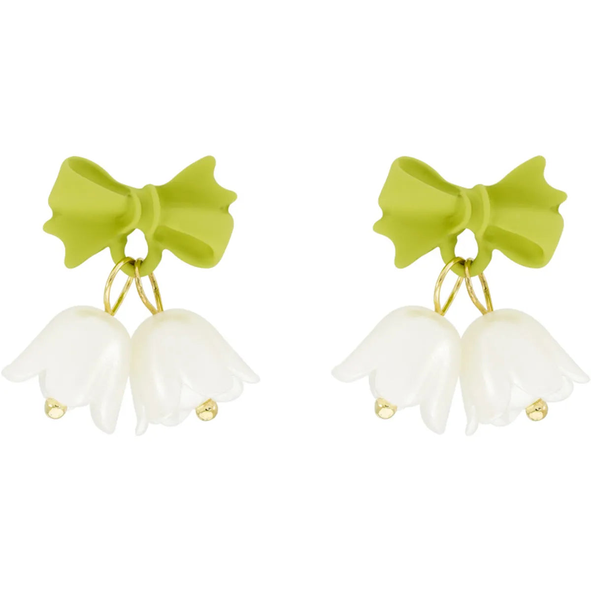 Sweet Flower Bow Knot Plating Alloy Artificial Pearls Drop Earrings