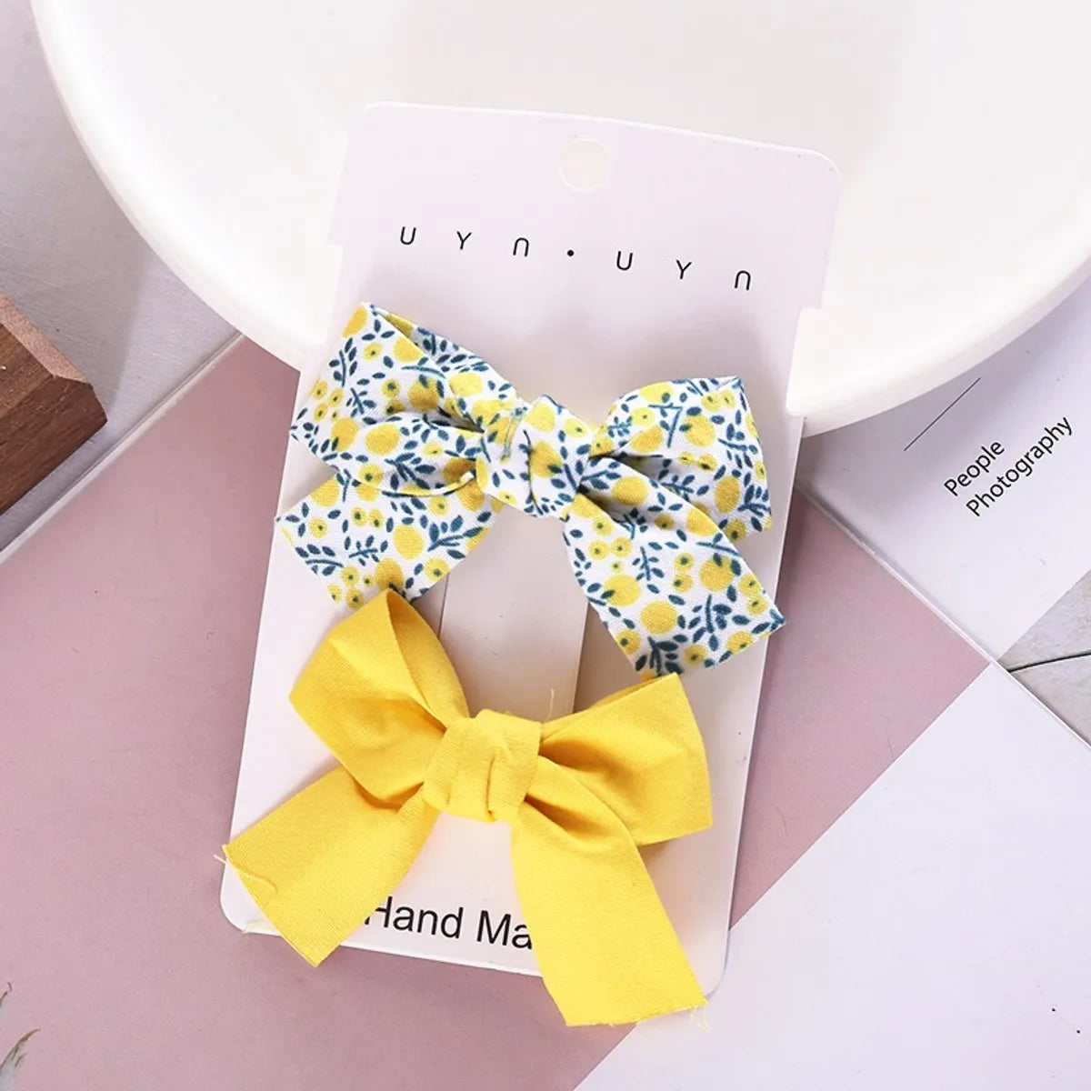 Sweet Flower Bow Knot Cloth Printing Hair Clip 2 Pieces