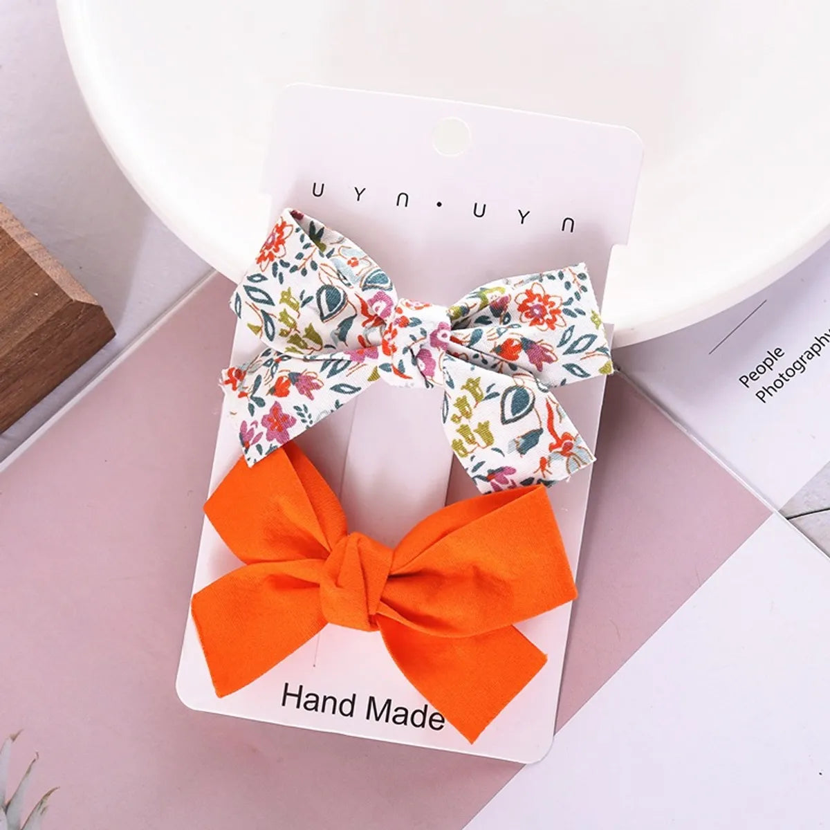 Sweet Flower Bow Knot Cloth Printing Hair Clip 2 Pieces