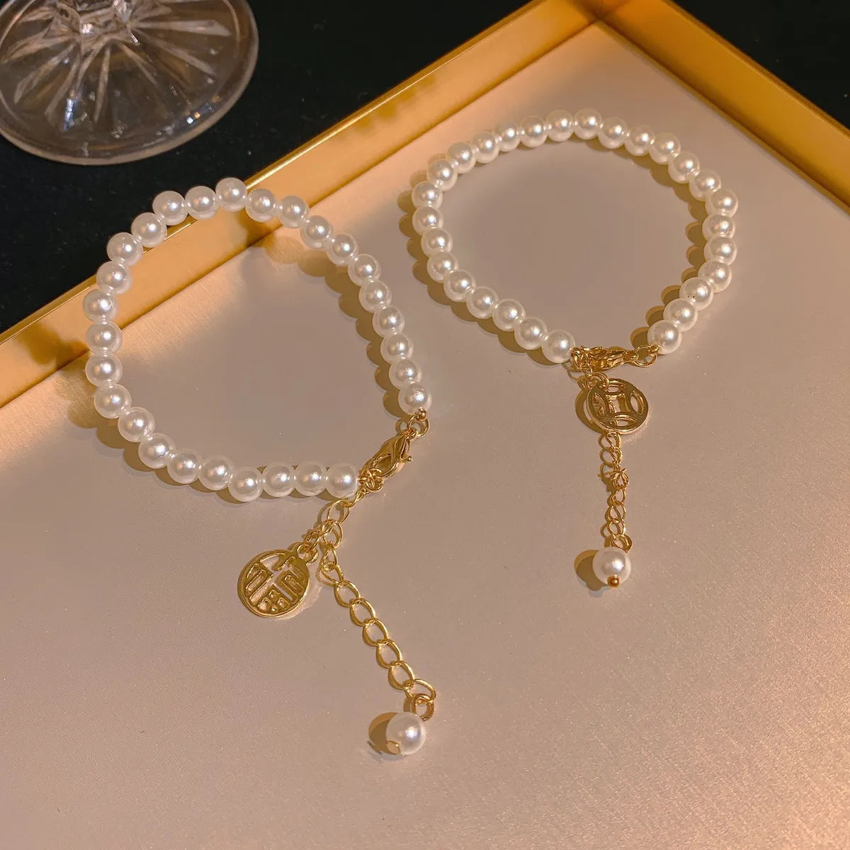 Sweet Flower Bow Knot Imitation Pearl Women'S Bracelets