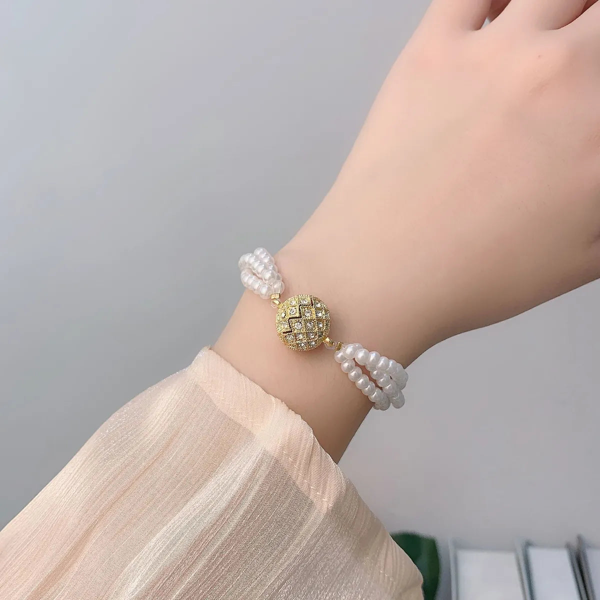 Sweet Flower Bow Knot Imitation Pearl Women'S Bracelets