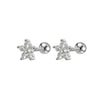 1 Pair Sweet Flower Butterfly Titanium Steel Rhinestones Ear Studs