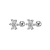 1 Pair Sweet Flower Butterfly Titanium Steel Rhinestones Ear Studs