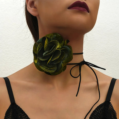 Sweet Flower Cloth Rope Women'S Choker