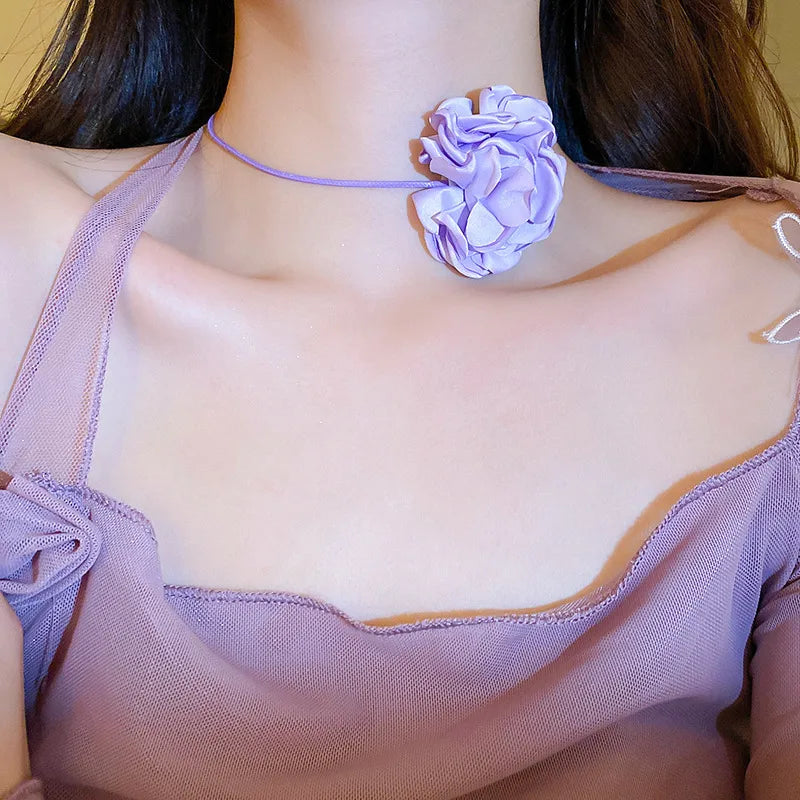 Sweet Flower Cloth Women'S Choker