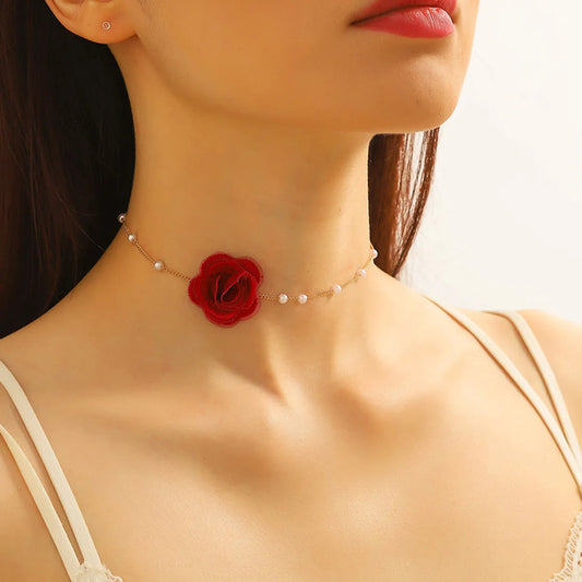 Sweet Flower Cloth Women'S Choker