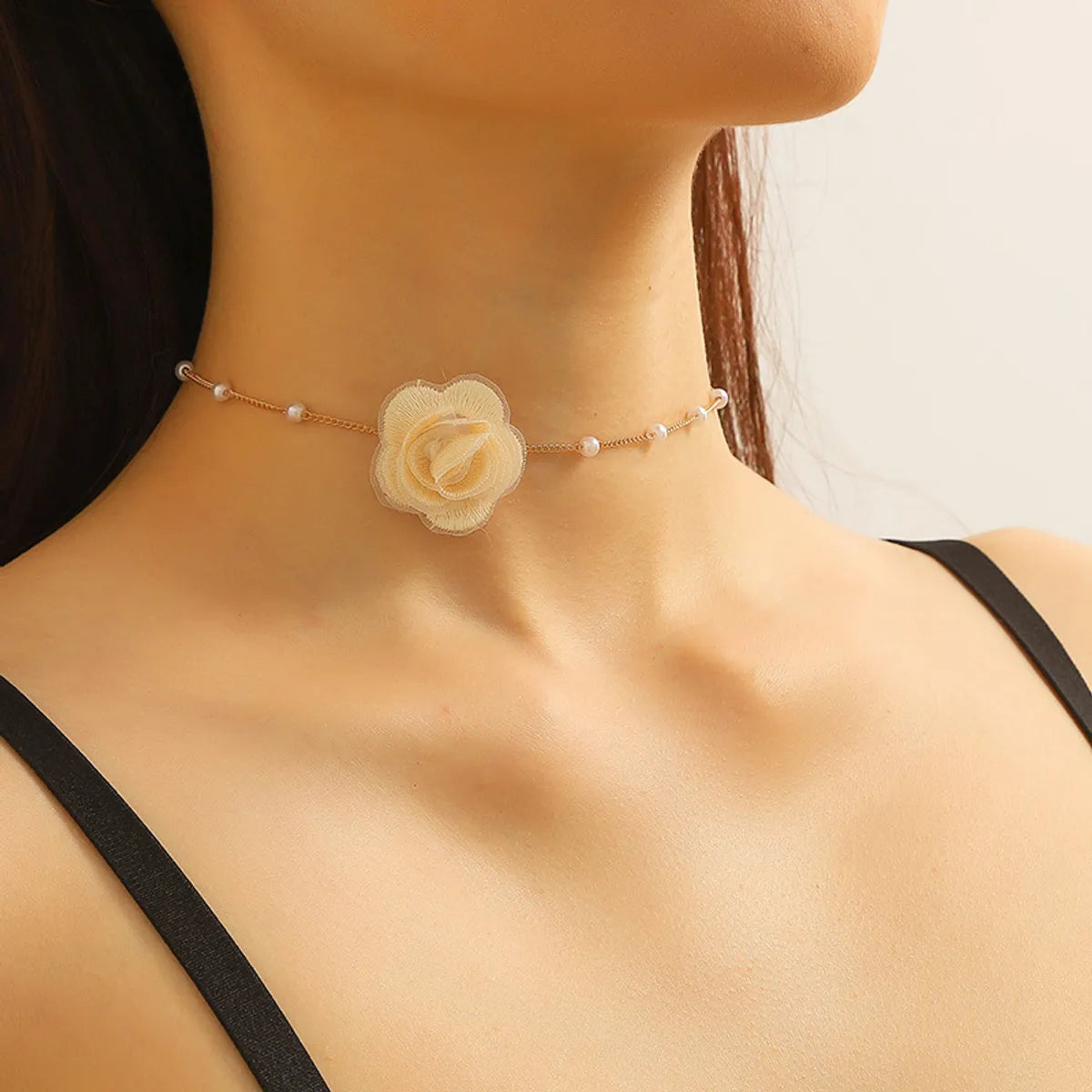 Sweet Flower Cloth Women'S Choker