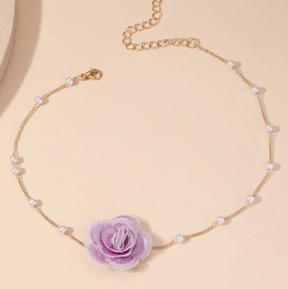 Sweet Flower Cloth Women'S Choker