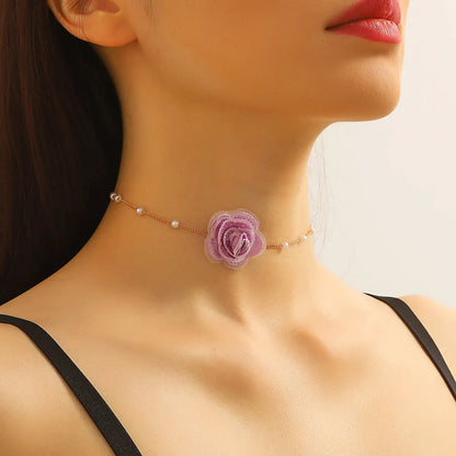 Sweet Flower Cloth Women'S Choker