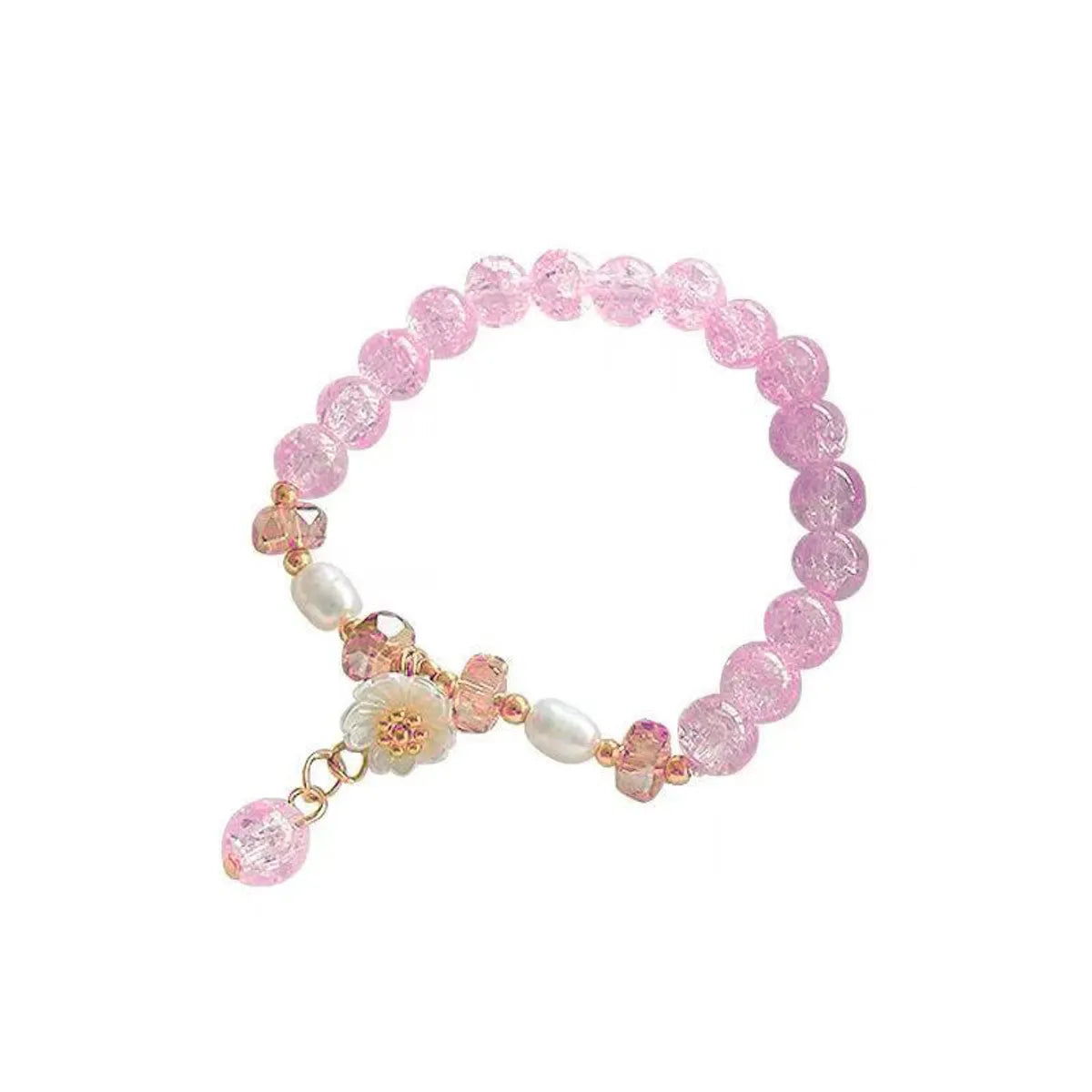 Sweet Flower Glass Beaded Pearl Women's Bracelets 1 Piece