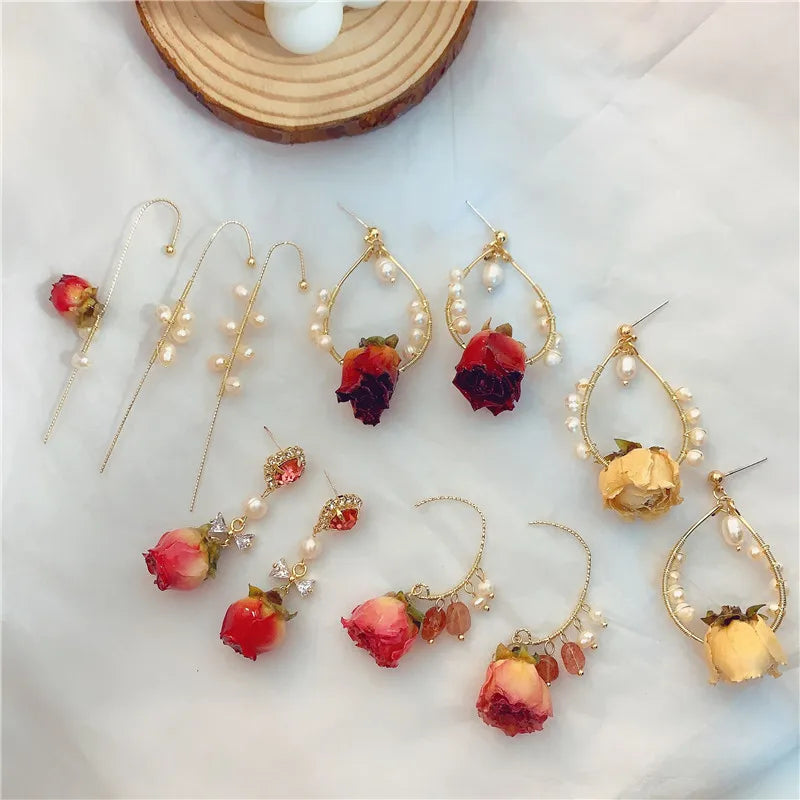 Sweet Flower Metal Metal Women'S Drop Earrings