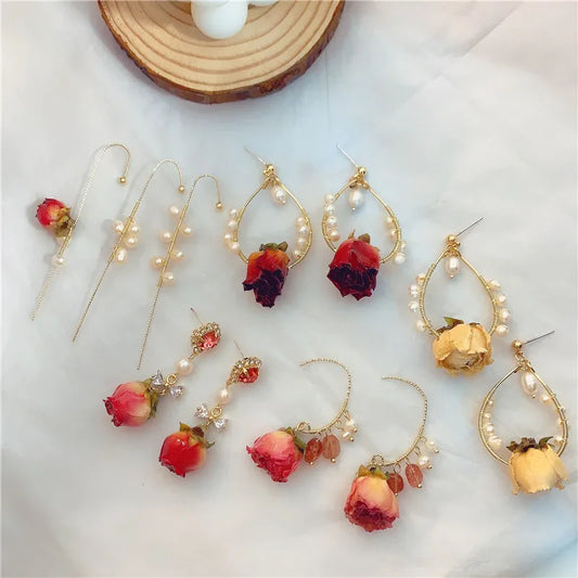 Sweet Flower Metal Metal Women'S Drop Earrings