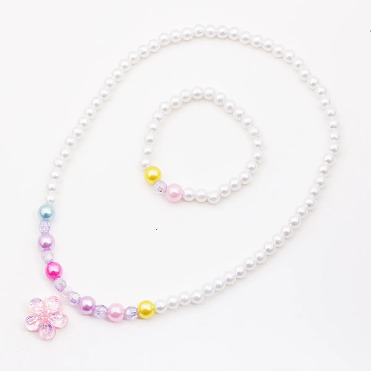 Sweet Flower Plastic Handmade Artificial Pearls Pendant Necklace Bracelets