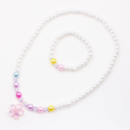 Sweet Flower Plastic Handmade Artificial Pearls Pendant Necklace Bracelets