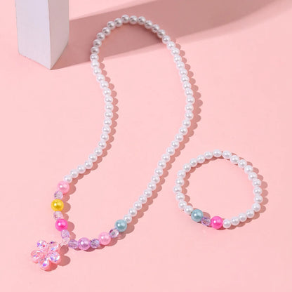 Sweet Flower Plastic Handmade Artificial Pearls Pendant Necklace Bracelets