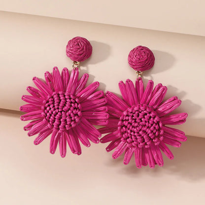 Sweet Flower Polyester Women's Drop Earrings