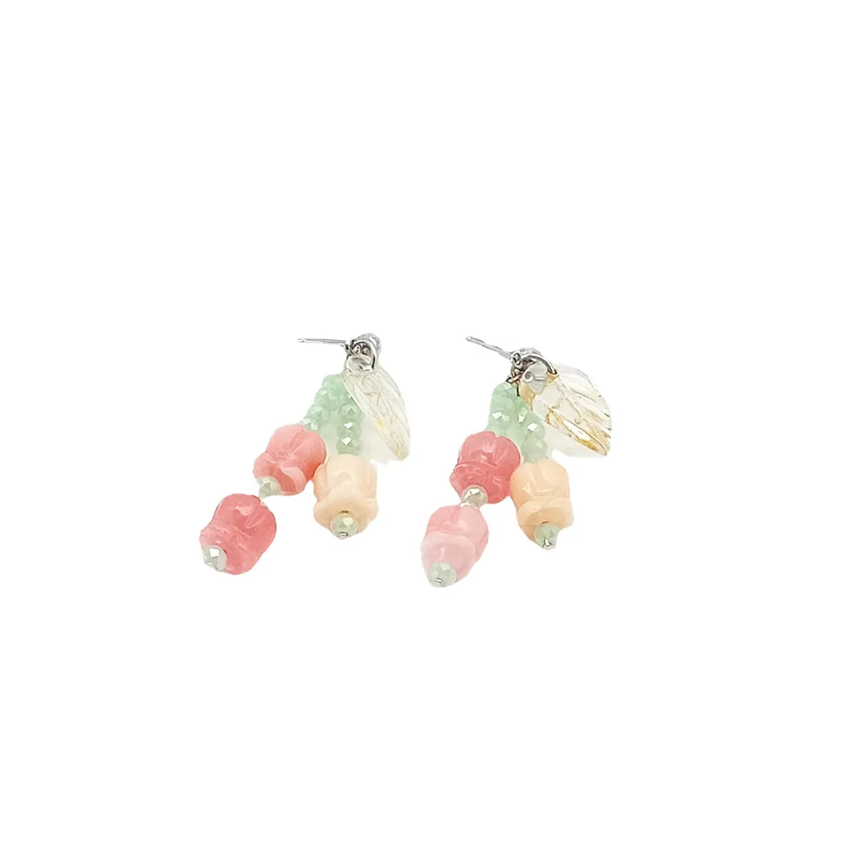 Sweet Flower Resin Beaded Drop Earrings