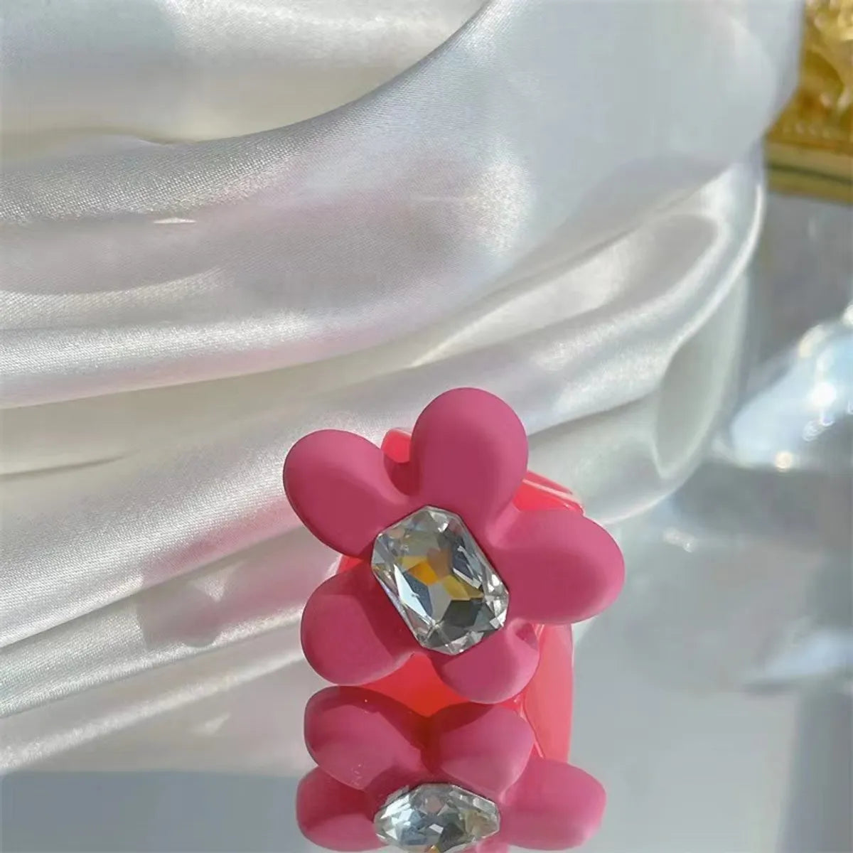 Sweet Flower Resin Inlay Zircon Women'S Rings