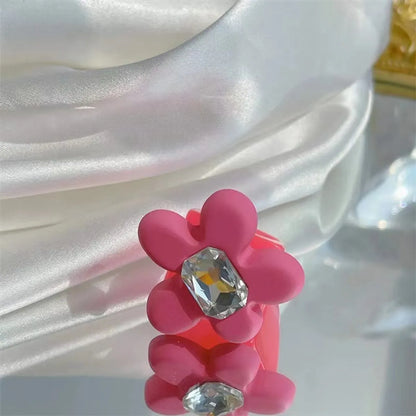 Sweet Flower Resin Inlay Zircon Women'S Rings