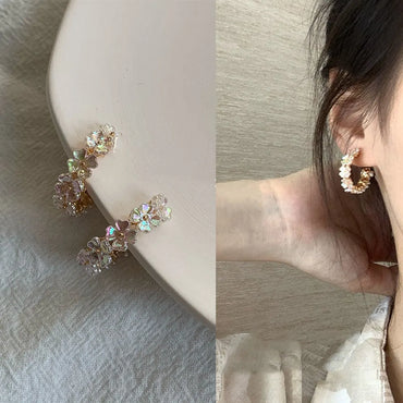 Sweet Flower Resin Plating Silver Plated Women's Ear Studs