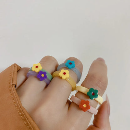 Sweet Flower Resin Women'S Rings