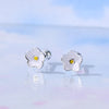 Sweet Flower Silver Enamel Plating Ear Studs 1 Pair