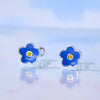 Sweet Flower Silver Enamel Plating Ear Studs 1 Pair