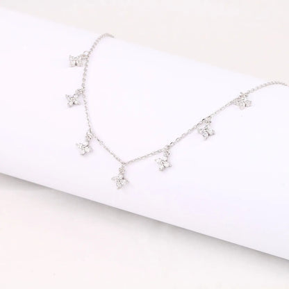 Sweet Flower Sterling Silver Plating Inlay Zircon White Gold Plated Gold Plated Necklace