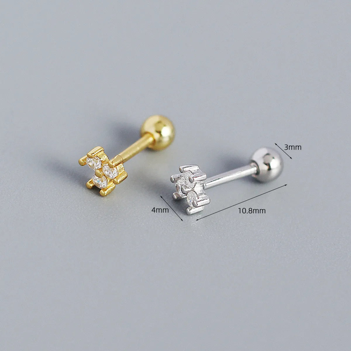 Sweet Flower Sterling Silver Plating Zircon Ear Studs 1 Pair