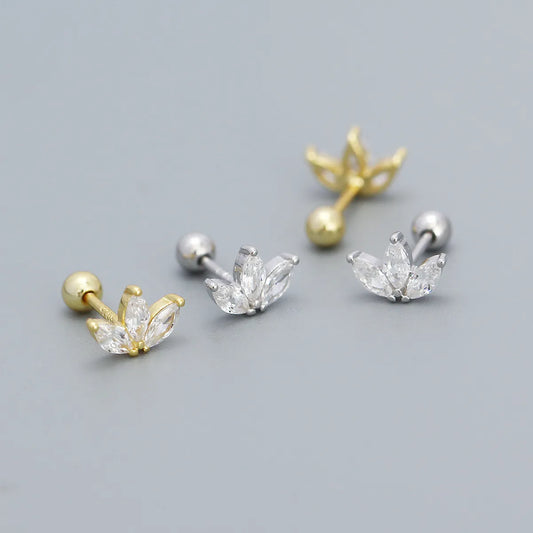 Sweet Flower Sterling Silver Plating Zircon Earrings 1 Pair