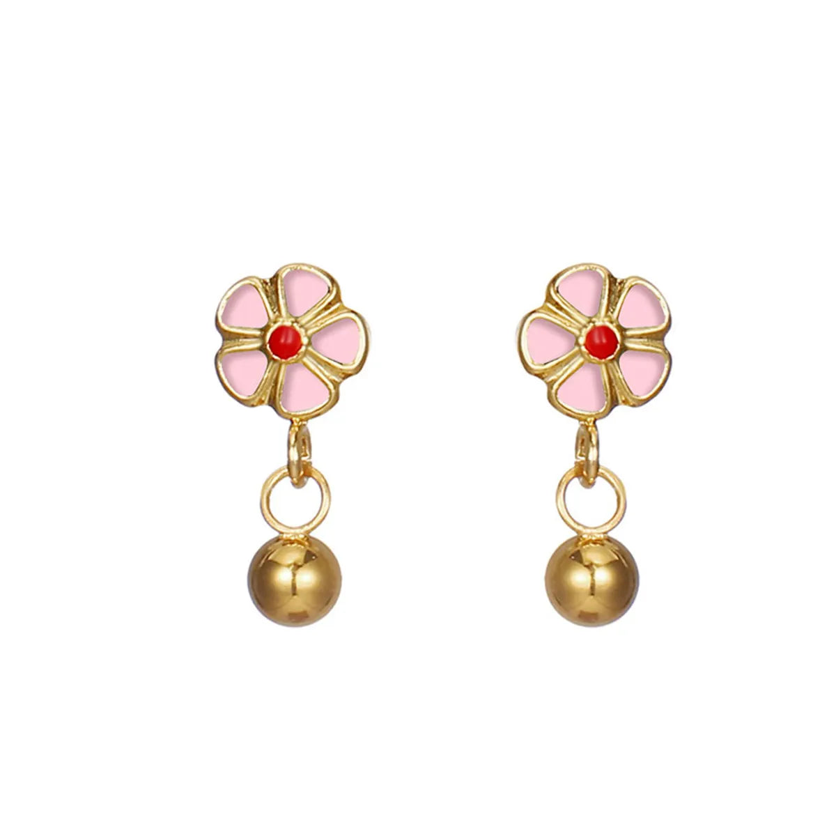 1 Piece Sweet Flower Enamel Plating 304 Stainless Steel Drop Earrings