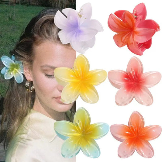 Sweet Flower Transparent Plastic Resin Hair Claws