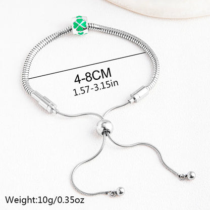 Sweet Four Leaf Clover Stainless Steel Chain Drawstring Bracelets