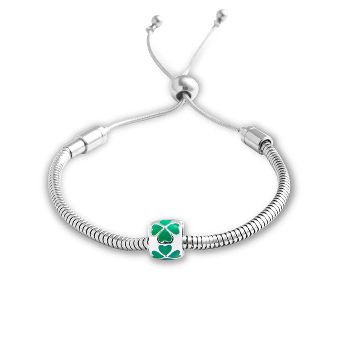 Sweet Four Leaf Clover Stainless Steel Chain Drawstring Bracelets