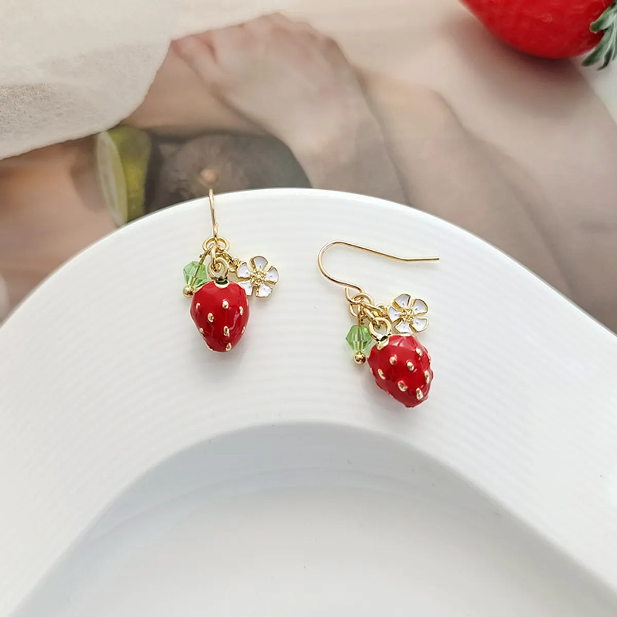 Sweet Fruit Alloy Stoving Varnish Glass Earrings