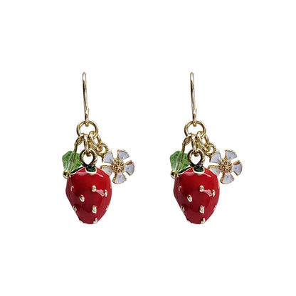 Sweet Fruit Alloy Stoving Varnish Glass Earrings