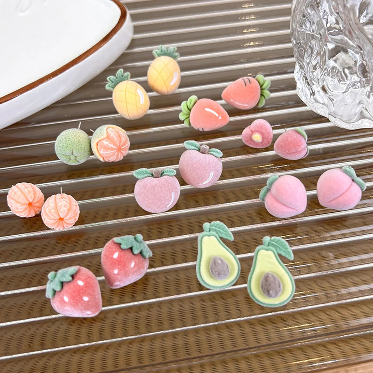 Sweet Fruit Flocking Women's Ear Studs 1 Pair