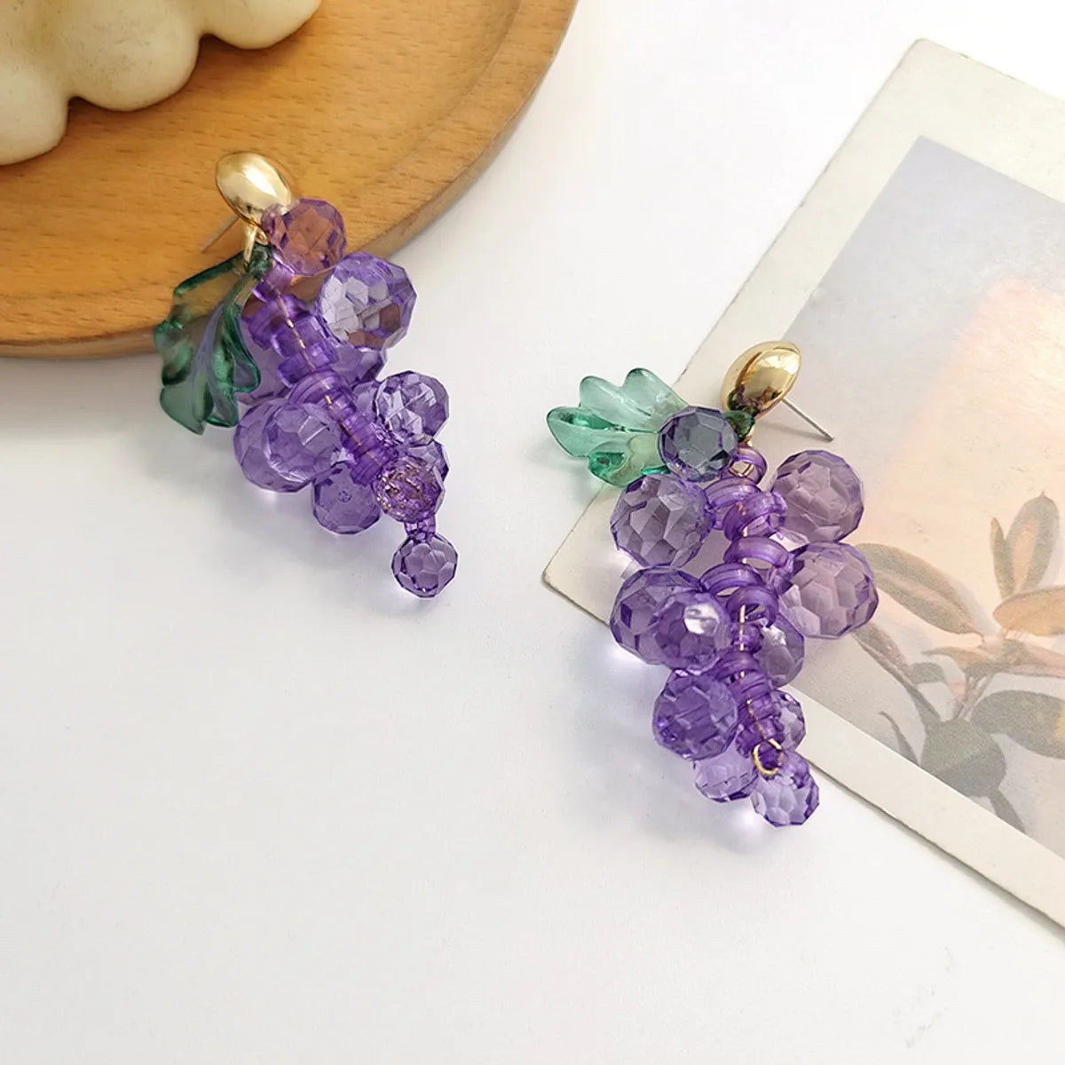 Sweet Fruit Grape Alloy Beaded Women's Drop Earrings 1 Pair