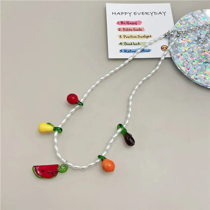 Sweet Geometric Beaded Women'S Necklace