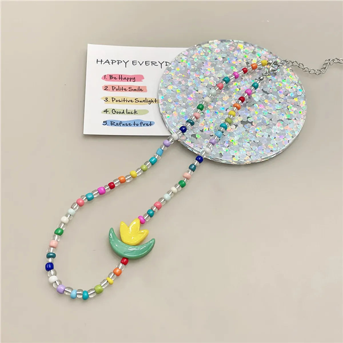 Sweet Geometric Beaded Women'S Necklace