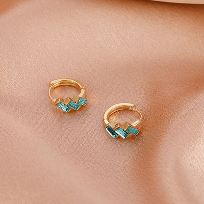 Sweet Geometric Copper Earrings Plating Inlay Zircon Copper Earrings